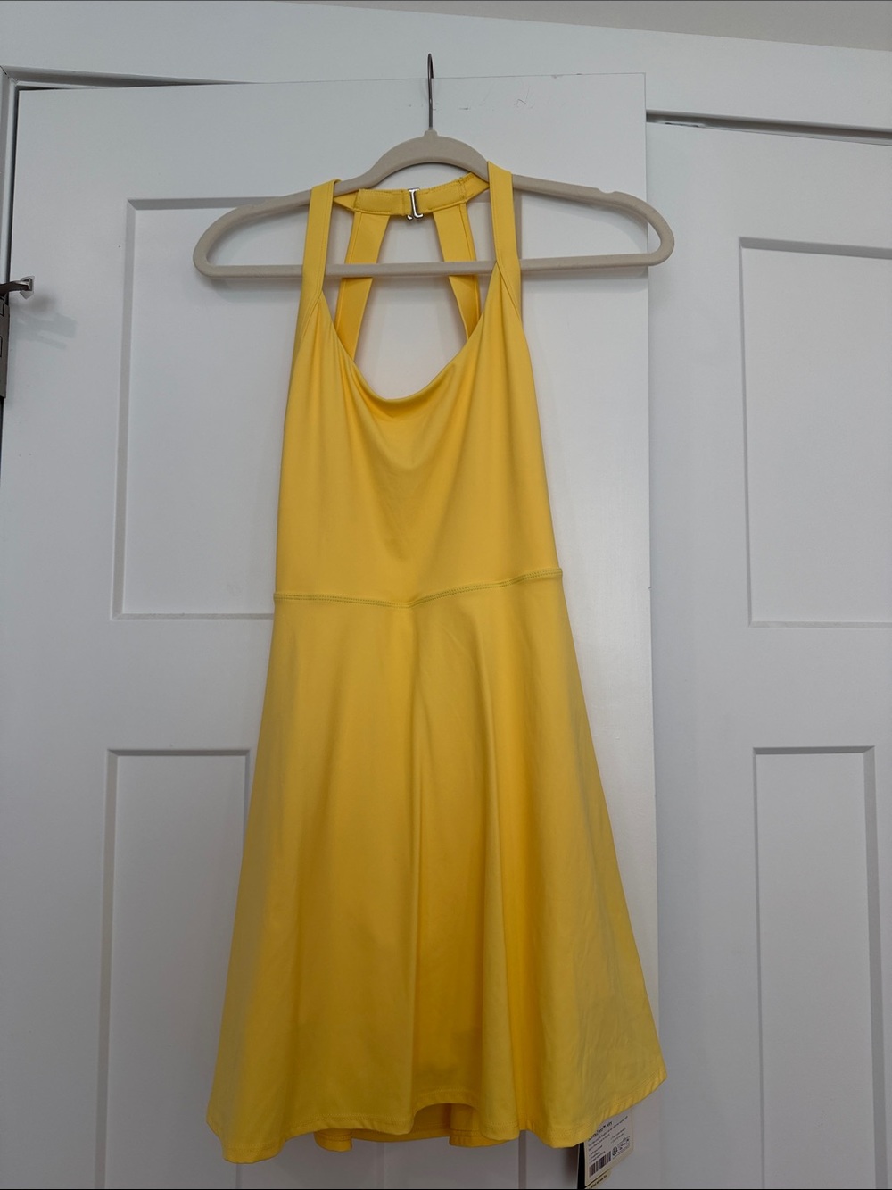 HALARA Bright Yellow Halter Midi athletic Dress